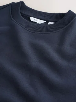 Next Navy Blue Regular Fit Heavyweight Cotton Rich Crew Neck Sweatshirt New