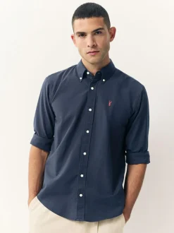 Next Navy Blue Regular Fit Long Sleeve Oxford Shirt Hot