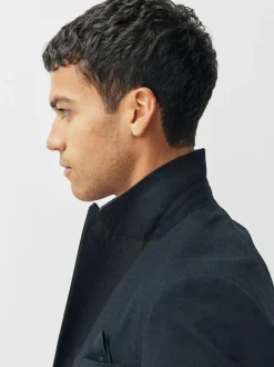 Next Regular Fit Motionflex Puppytooth Texture Suit Jacket Navy Blue Sale