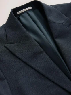 Next Regular Fit Motionflex Puppytooth Texture Suit Jacket Navy Blue Sale