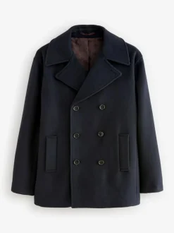 Next Regular Fit N.Premium Soft Touch Peacoat with Wool Navy Blue