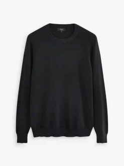 Next Regular Fit Pure Cotton Crew Jumper Navy Blue Sale