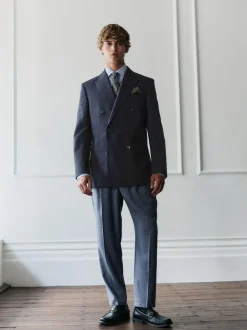 Next Navy Blue Regular Fit Signature Leomaster Wool Rich Double Breasted Blazer Clearance