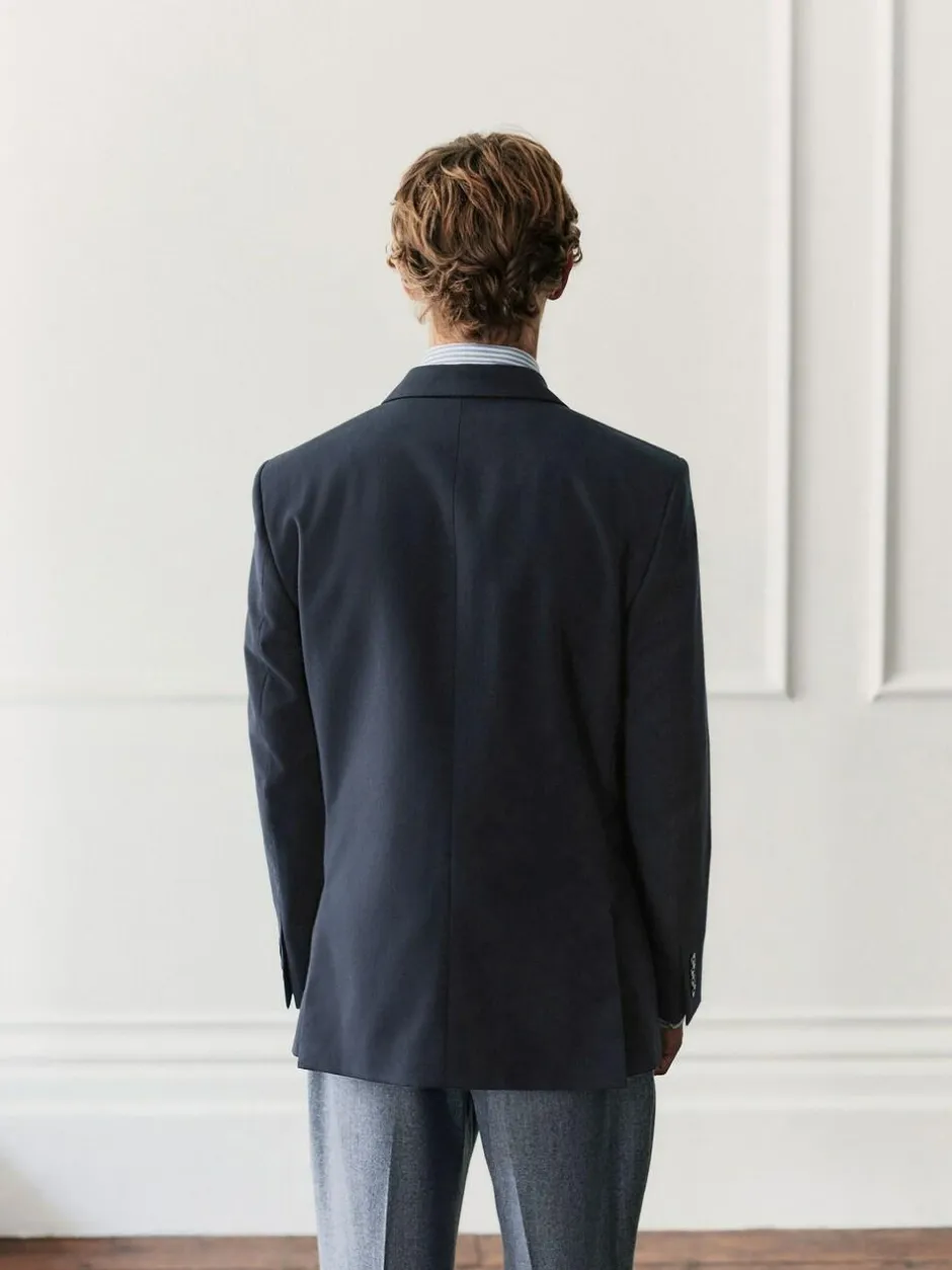 Next Navy Blue Regular Fit Signature Leomaster Wool Rich Double Breasted Blazer Clearance