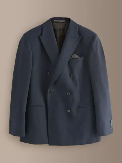 Next Navy Blue Regular Fit Signature Leomaster Wool Rich Double Breasted Blazer Clearance