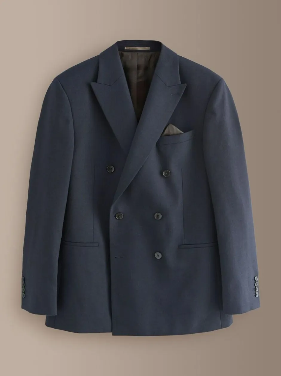 Next Navy Blue Regular Fit Signature Leomaster Wool Rich Double Breasted Blazer Clearance