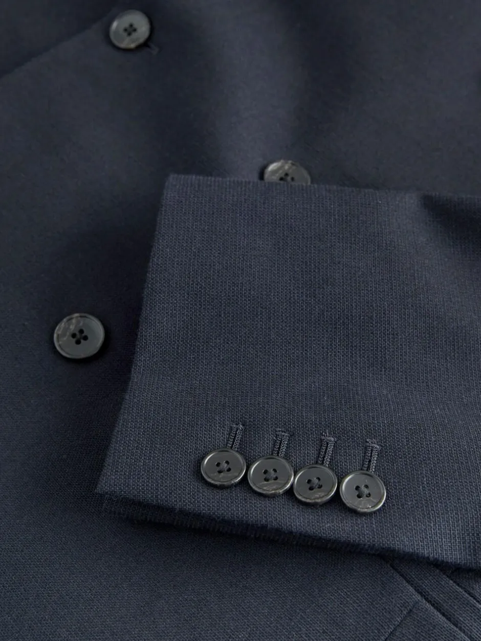 Next Navy Blue Regular Fit Signature Leomaster Wool Rich Double Breasted Blazer Clearance