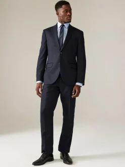 Next Navy Blue Regular Fit Textured Suit Jacket Hot