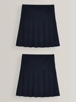 Next Navy Blue Regular Waist 2 Pack Pleated School Skirts (3-16yrs) Discount