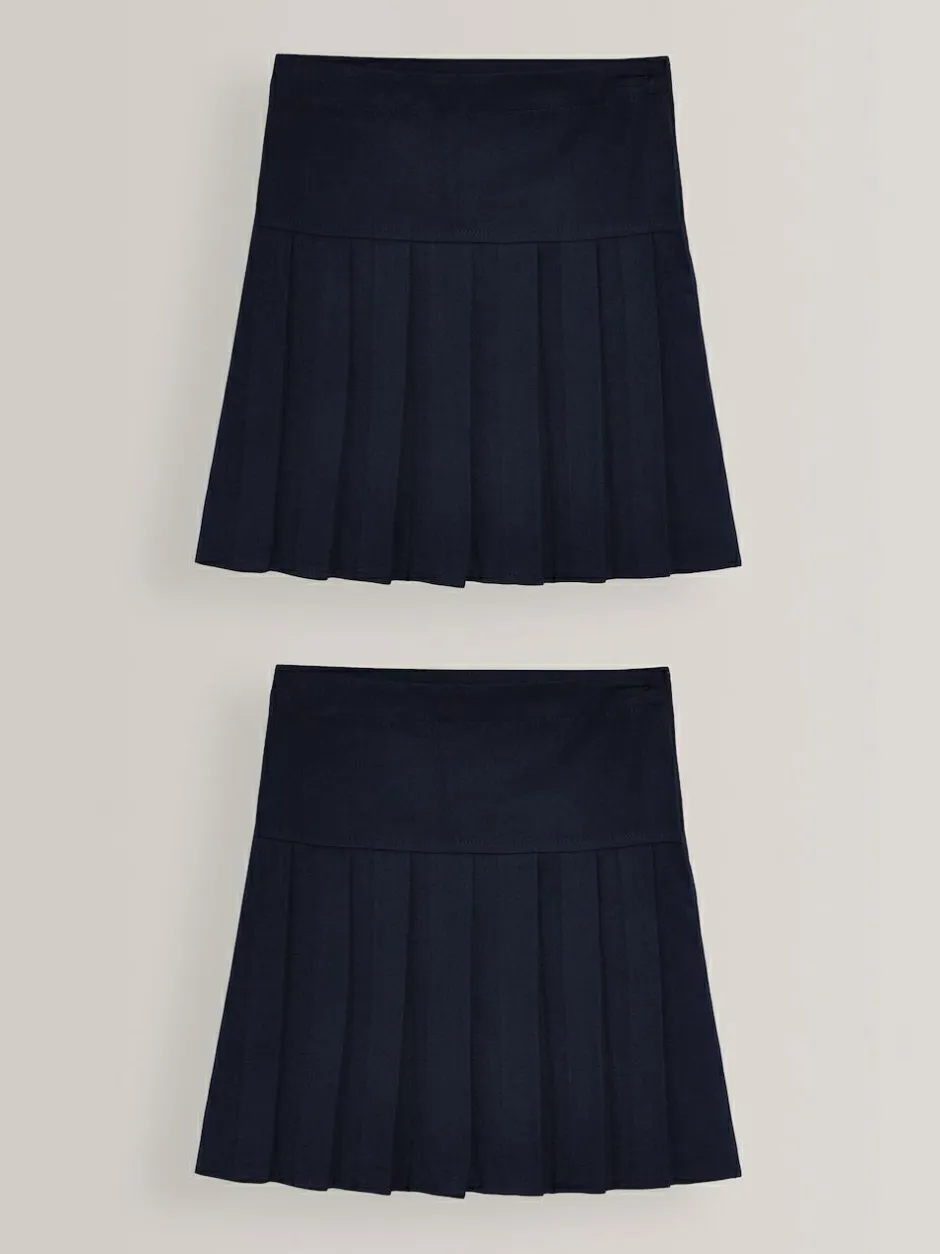 Next Navy Blue Regular Waist 2 Pack Pleated School Skirts (3-16yrs) Discount