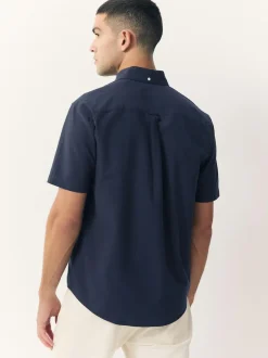 Next Navy Blue Short Sleeve Oxford Shirt Hot