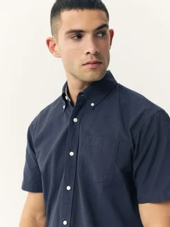 Next Navy Blue Short Sleeve Oxford Shirt Hot