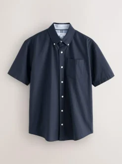 Next Navy Blue Short Sleeve Oxford Shirt Hot