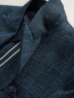 Next Navy Blue Slim Fit Check Suit Jacket Clearance