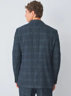 Next Navy Blue Slim Fit Check Suit Jacket Clearance