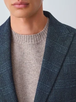 Next Navy Blue Slim Fit Check Suit Jacket Clearance