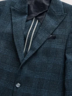 Next Navy Blue Slim Fit Check Suit Jacket Clearance