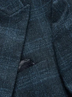 Next Navy Blue Slim Fit Check Suit Jacket Clearance