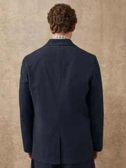 Next Navy Blue Slim Fit Cotton Blend Texture Suit Jacket Online
