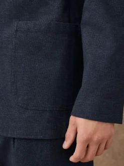 Next Navy Blue Slim Fit Cotton Blend Texture Suit Jacket Online