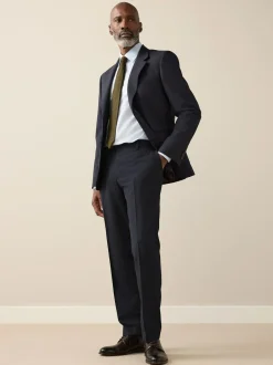 Next Slim Fit Slim Fit Signature Nova Fides 100% Italian Wool Suit Trousers Navy Blue