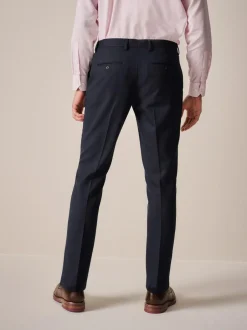 Next Navy Blue Slim Fit Textured Suit Trousers New