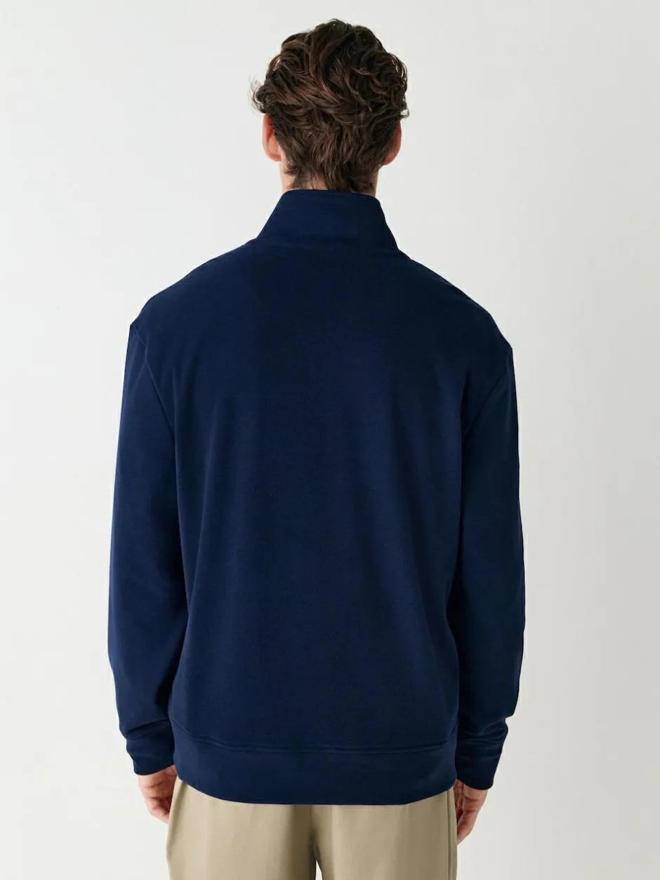 Next Soft Touch Quarter Zip Neck Fleece Navy Blue Outlet