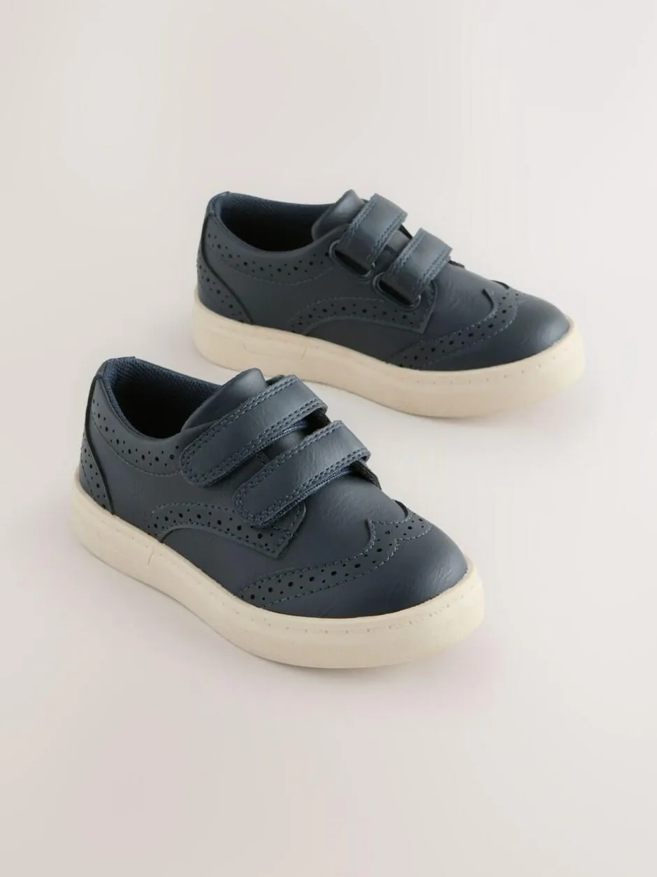 Next Standard Fit (F) Touch Fastening Brogue Shoes Navy Blue Hot