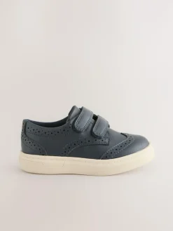 Next Standard Fit (F) Touch Fastening Brogue Shoes Navy Blue Hot