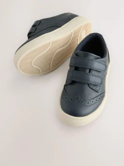 Next Standard Fit (F) Touch Fastening Brogue Shoes Navy Blue Hot