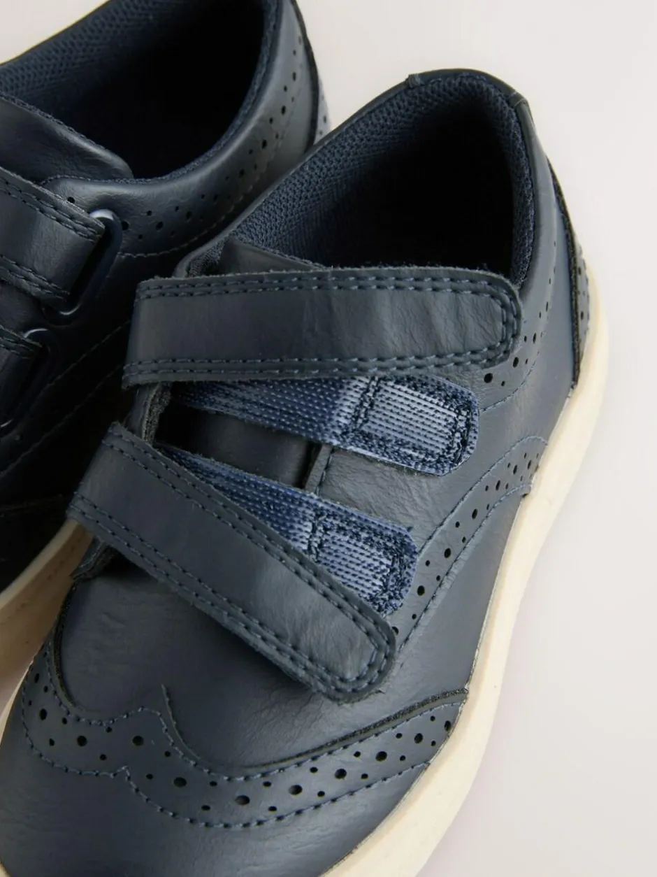 Next Standard Fit (F) Touch Fastening Brogue Shoes Navy Blue Hot