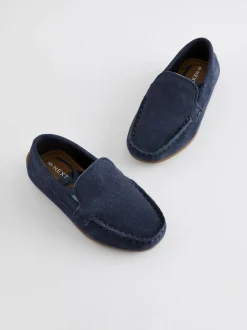 Next Standard Fit (F) Suede Slip-Ons Loafer Shoes Navy Blue Best