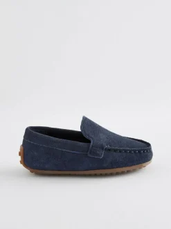 Next Standard Fit (F) Suede Slip-Ons Loafer Shoes Navy Blue Best