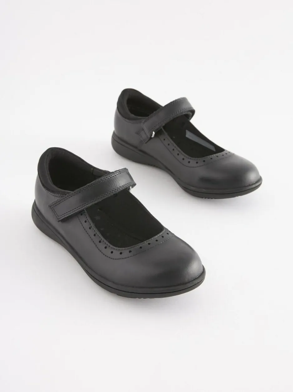 Next Standard Fit (F) School Leather Brogue Detail Mary Jane Shoes Navy Blue Best