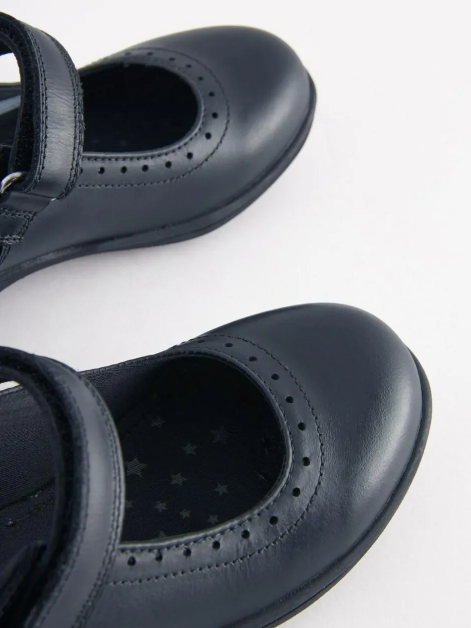 Next Standard Fit (F) School Leather Brogue Detail Mary Jane Shoes Navy Blue Best