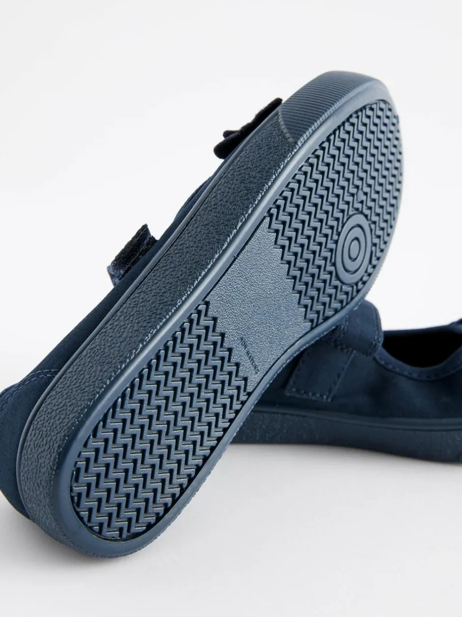 Next Standard Fit (F) Butterfly Embroidered School Plimsoll Shoes Navy Blue Hot