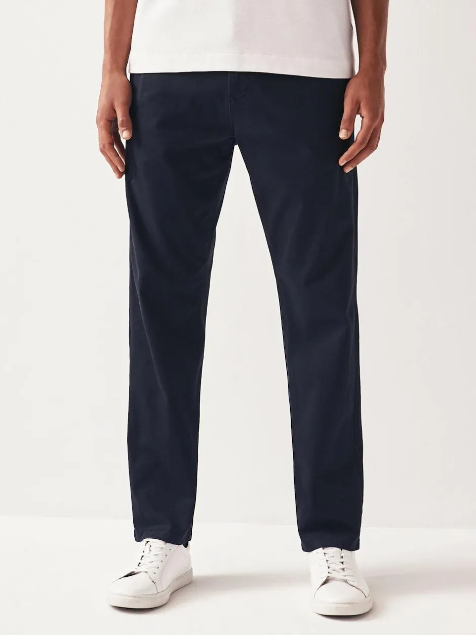 Next Navy Blue Straight Fit Stretch Chinos Trousers Discount