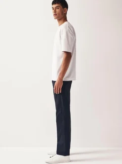 Next Navy Blue Straight Fit Stretch Chinos Trousers Discount