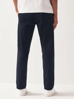 Next Navy Blue Straight Fit Stretch Chinos Trousers Discount