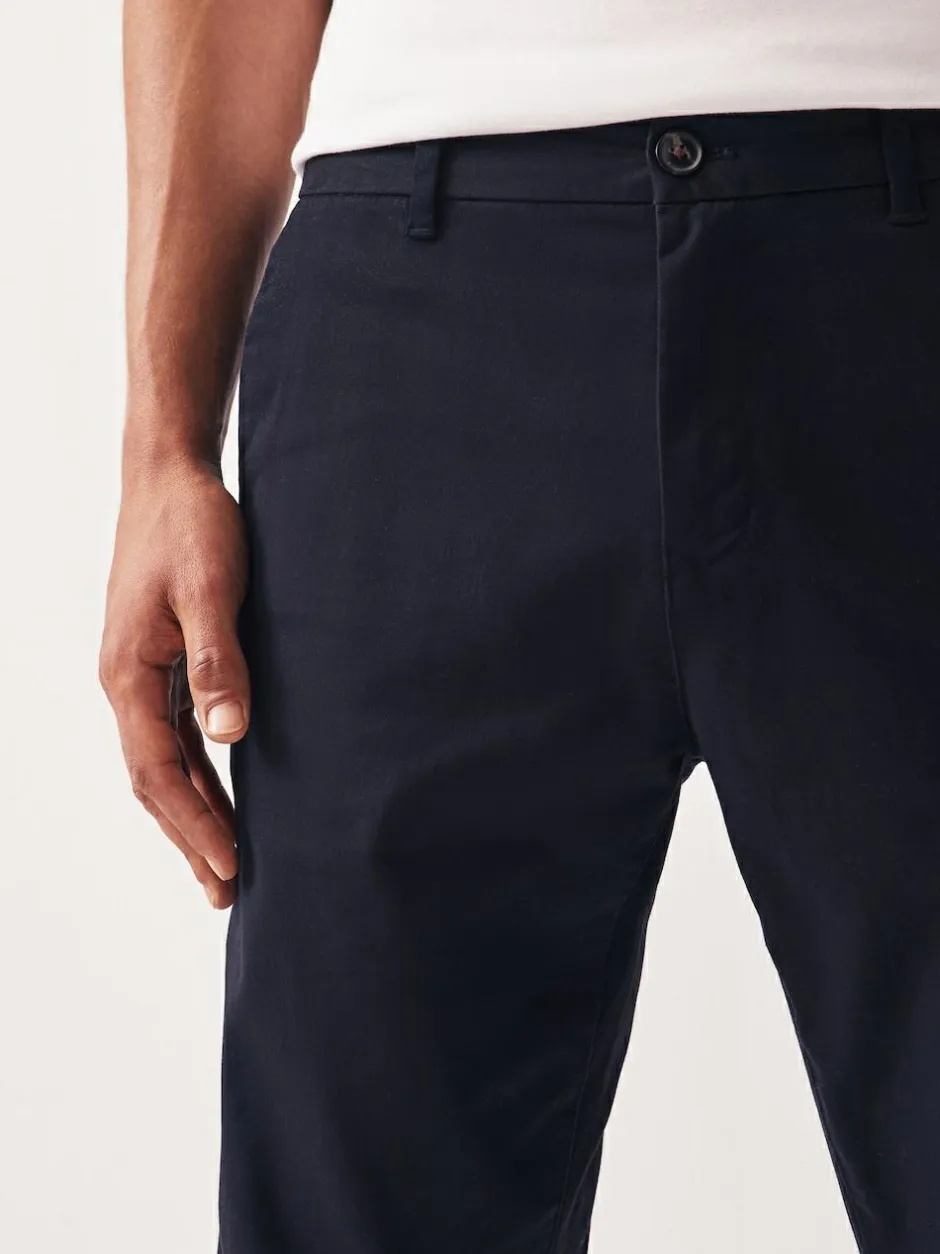 Next Navy Blue Straight Fit Stretch Chinos Trousers Discount