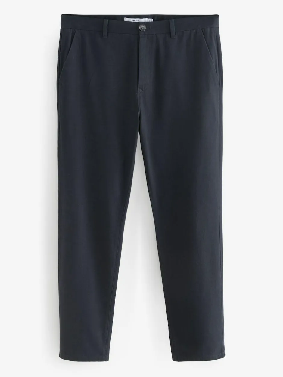 Next Navy Blue Straight Fit Stretch Chinos Trousers Discount