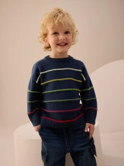 Next Navy Blue Stripe Knitted Jumper (3mths-7yrs) Best