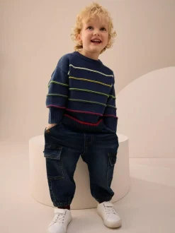 Next Navy Blue Stripe Knitted Jumper (3mths-7yrs) Best