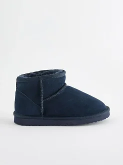 Next Suede Warm Lined Ankle Slipper Boots Navy Blue Outlet