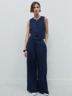 Next Superwide Pleated Trousers Navy Blue Best