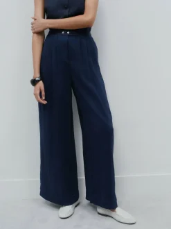 Next Superwide Pleated Trousers Navy Blue Best