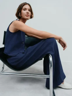 Next Superwide Pleated Trousers Navy Blue Best
