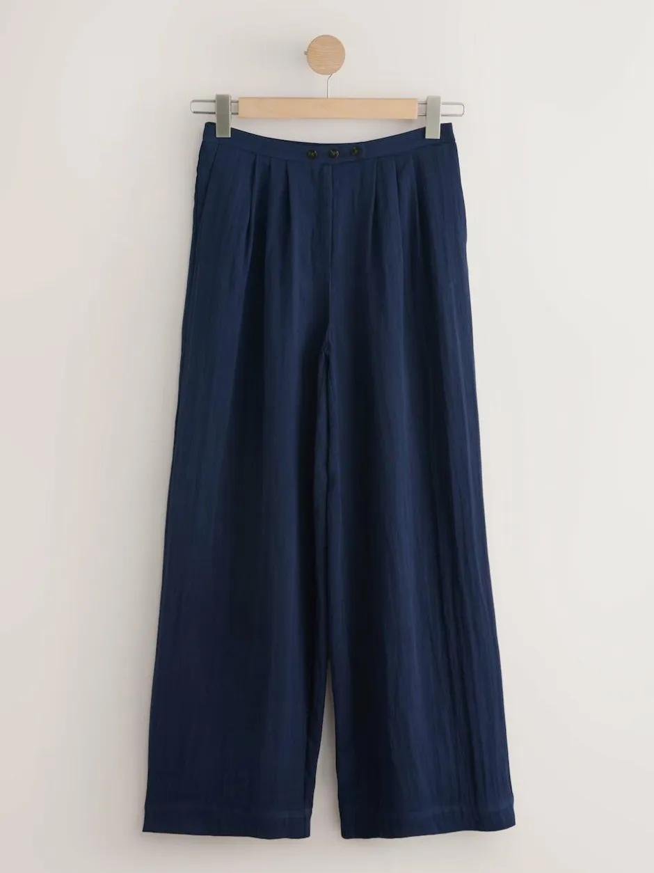 Next Superwide Pleated Trousers Navy Blue Best