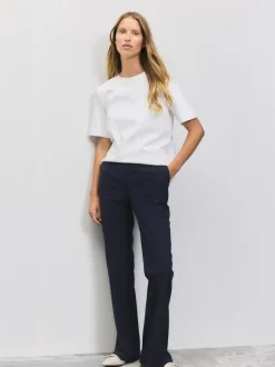 Next Tailored Bootcut Trousers With Wool Navy Blue Discount