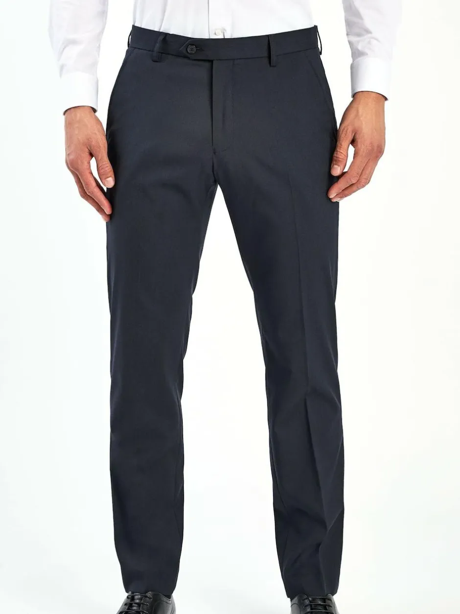 Next Tailored Fit Stretch Smart Trousers Navy Blue Sale